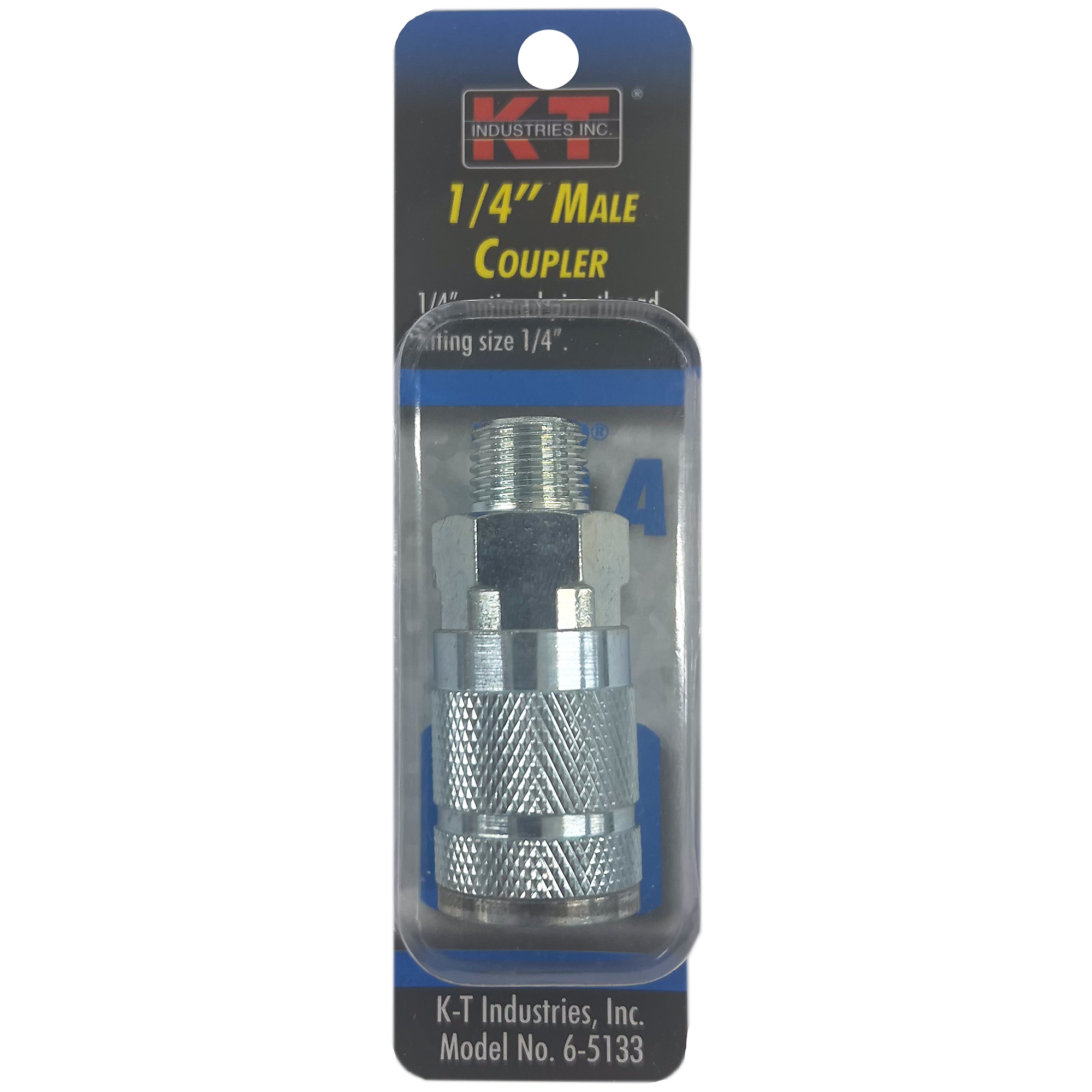 K-T Industries ARO 1/4in. Male NPT Coupler — Zinc-Plated Brass, Stainless Steel Springs, Model# 6-5133
